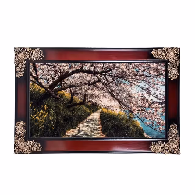 تابلو فرش ماشینی دنیای فرش طرح منظره بهاری کد 147