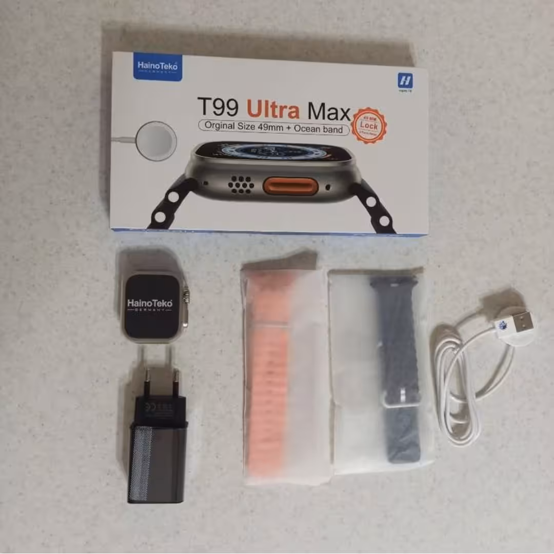 ساعت هوشمند اوولترا مکس t99 برند هاینو تکو همراه با اداپتور 