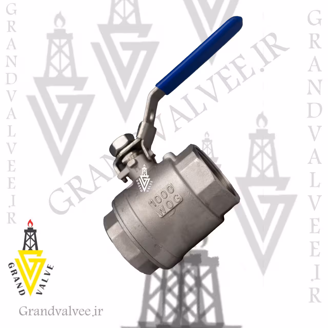 کد:1165 شیر گازی &quot;1/4 1 اینچ 1000 وگ دو تیکه استنلس استیل 304 رزوه ای