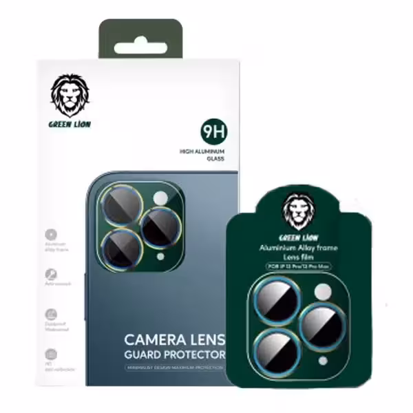 محافظ لنز دوربین گرین مدل 9H Golden مناسب برای گوشی موبایل اپل iPhone 13 Pro/13 Pro Max