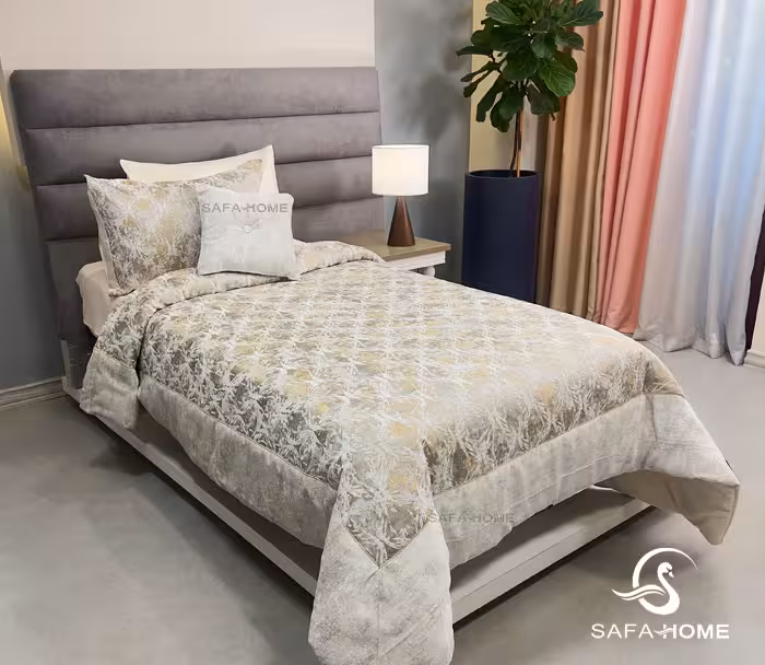 رو تختی تک نفره 6 تکه مدل آماندا بژ طلایی