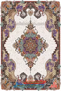 فرش 1000 شانه طرح الی زمینه کرم کاشان