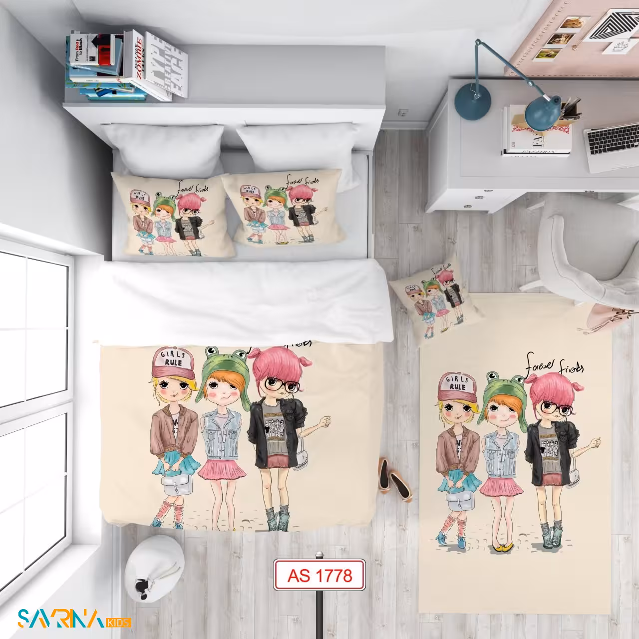 سرویس روتختی طرح دختر جذاب یک نفره کد AS1778