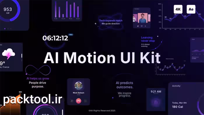 دانلود پروژه آماده افتر افکت کیت رابط های کاربری هوش مصنوعی AI Motion UI Kit - پک تول
