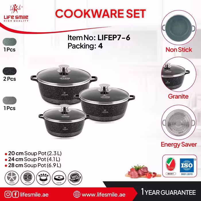 سرویس قابلمه 6 پارچه گرانیتی لایف اسمایل مدل LIFEP7-3