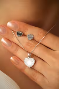 نیمست قلب جواهری نقره کد 00645