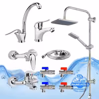 ست 10 عددی شیرآلات برند آیدا صنعت مدل قهرمان اردکی | شیر ظرفشویی   شیر روشویی   شیر حمام   شیر توالت   علم دوش یونیورست رسوب‌گیر   شلنگ توالت   چهار عدد شیر پیسوار | کروم براق