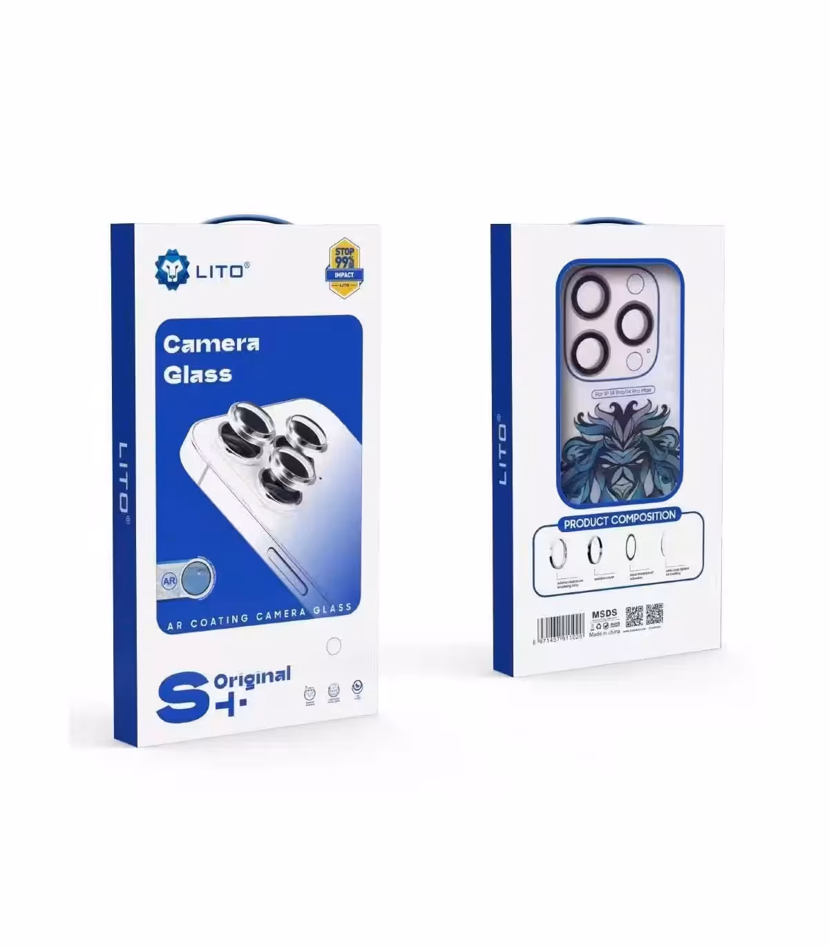 گلس لنز 13/13MINI شابلون دار LITO آبی