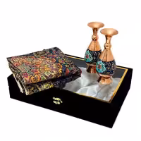 ست هدیه ترمه و گلدان مسی مدل پرداز 20 با جعبه