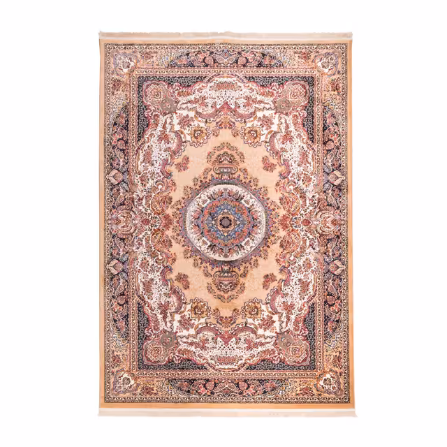 گبه ماشینی دنیای فرش کد 545GE زمینه بژ