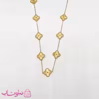 گردنبند رولباسی زنانه ونکلیف طلایی استیل 8 گل کد 3991