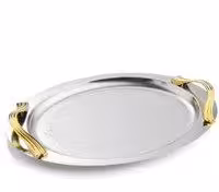 سینی بیضی دسته طلایی Wave طرح دار ریور کد G1577