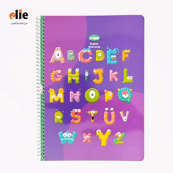 دفتر دوخط 50 برگ فانتزی کلیپس طرح ABC