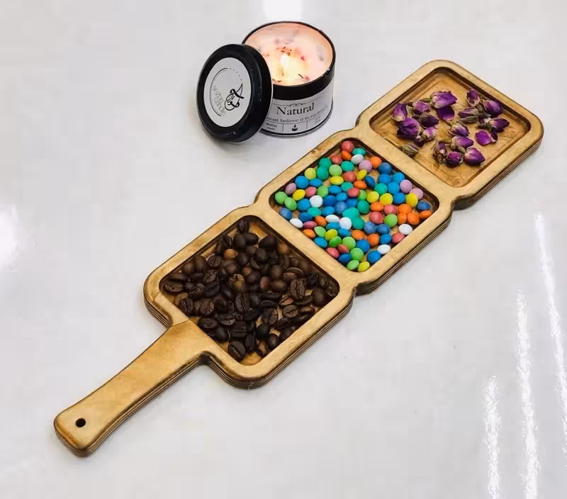 اردو 3 خانه مستطیل دسته دار چوبی (پست پیشتاز پس کرایه)