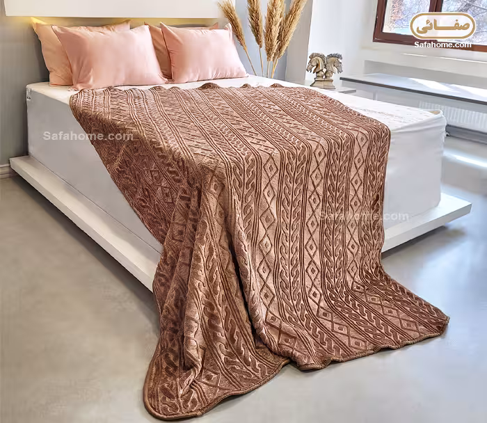 پتو یک نفره روشا مدل اسلیمی نسکافه ای