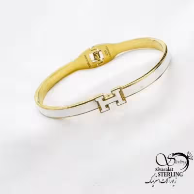 دستبند النگویی هرمس سفید برند استیل کد 18438