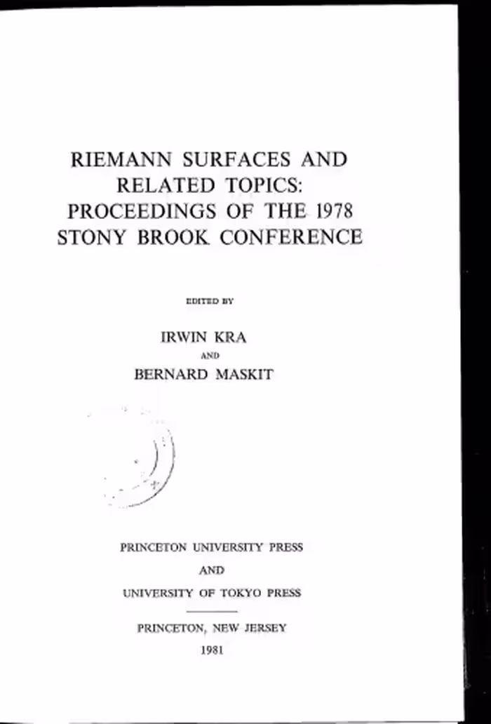 خرید و دانلود نسخه کامل کتاب Riemann surfaces and related topics: proceedings of 1978 Stony Brook conference