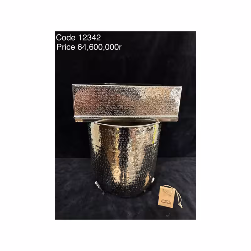 سطل و جادستمال برنجی با روکش نقره ای 12342