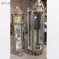 ست ساعت ایستاده و ویترین در مدل تسمه بادمجانی، بدنه برنجی، طرح بی نظیر