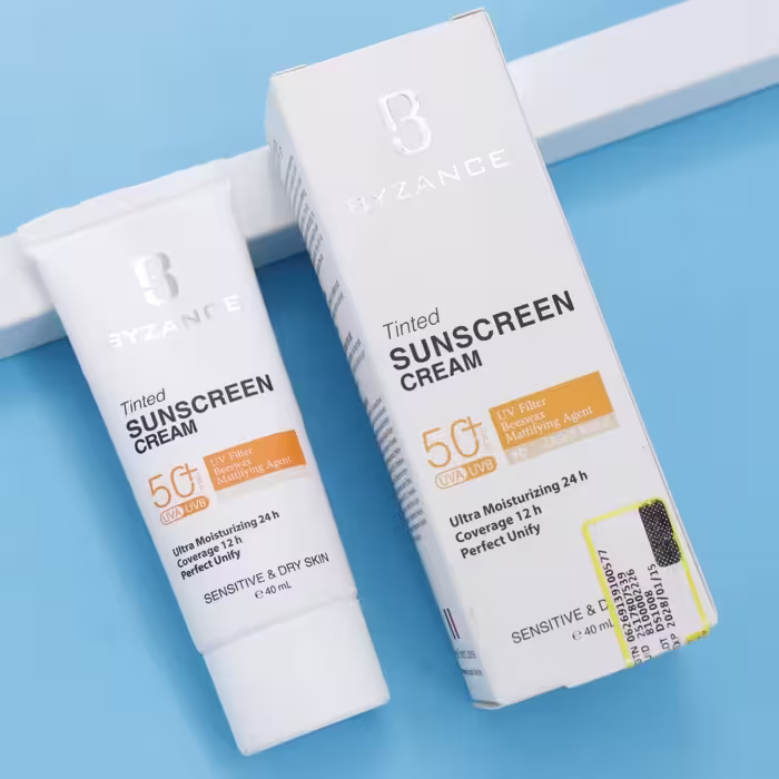 کرم ضد آفتاب رنگی پوست خشک 10 BYZANCE بیزانس 40 میل SPF50 کد 91929