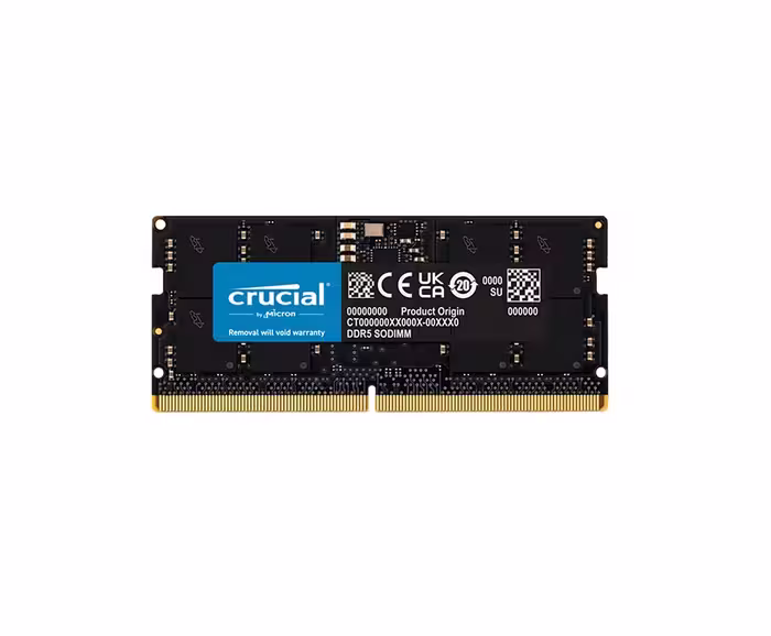 رم لپ تاپ کروشیال مدل CT8، DDR5، تک کاناله، فرکانس 4800 مگاهرتز، تأخیر CL40، ظرفیت 8 گیگابایت