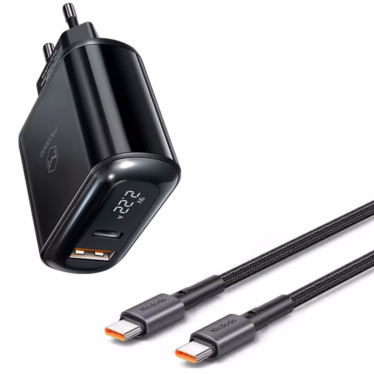 شارژر دیواری فست شارژ تایپ سی و یو اس بی 20 وات همراه با کابل دو سر تایپ سی مک دودو LCH-717