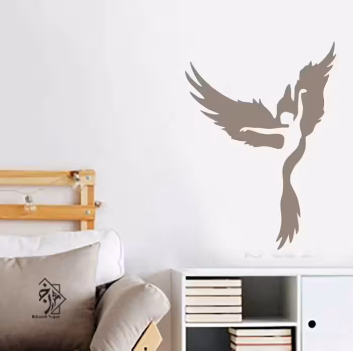 شابلون دیواری دختر و پرنده کد 887