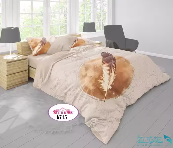 روتختی طرح پر پرنده دونفره برند Turkev کد K715