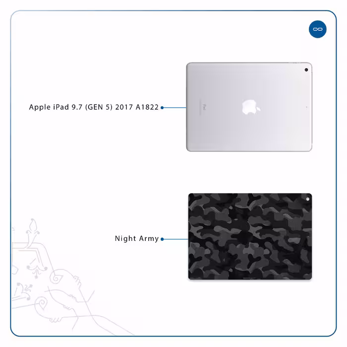 برچسب پوششی ماهوت مدل Night-Army مناسب برای تبلت اپل iPad 9.7 (GEN 5) 2017 A1822