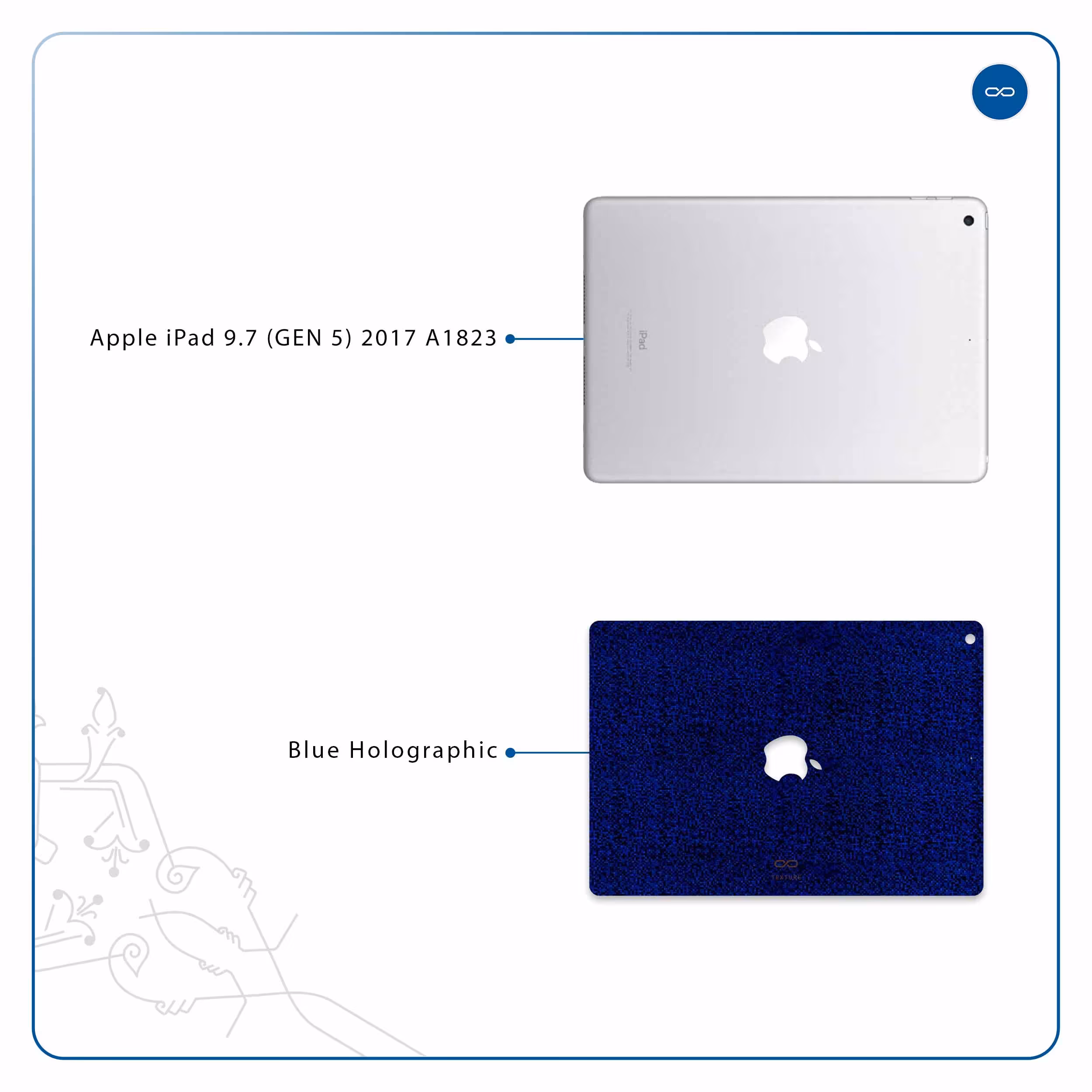 برچسب پوششی ماهوت مدل Blue-Holographic مناسب برای تبلت اپل iPad 9.7 (GEN 5) 2017 A1823