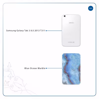 برچسب پوششی ماهوت مدل Blue Ocean Marble مناسب برای تبلت سامسونگ Galaxy Tab 3 8.0 2013 T311