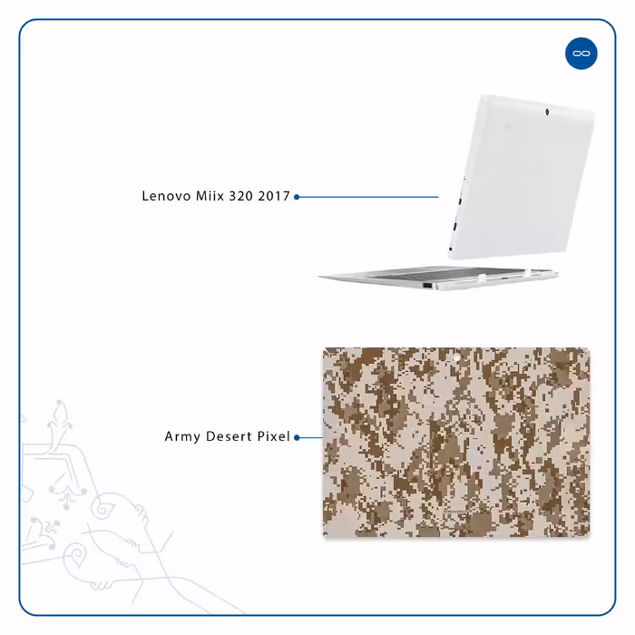 برچسب پوششی ماهوت مدل Army-Desert-Pixel مناسب برای تبلت لنوو Miix 320 2017