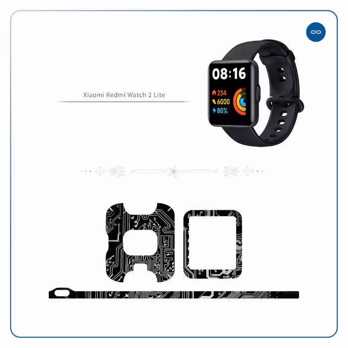 برچسب ماهوت طرح Black_Printed_Circuit_Board مناسب برای ساعت هوشمند شیائومی Redmi Watch 2 Lite
