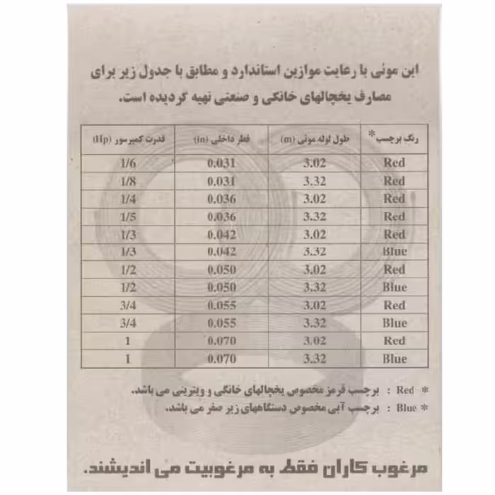 لوله مویی مرغوب مدل 036-1/4HP طول 3.02 متر