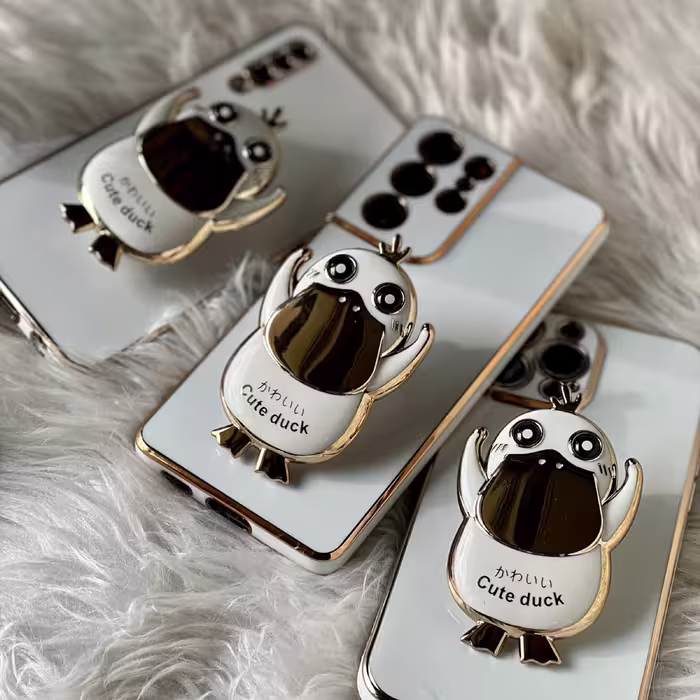 کاور مدل CUTE DUCK مناسب برای گوشی موبایل اپل iphone 14 pro به همراه پایه نگهدارنده