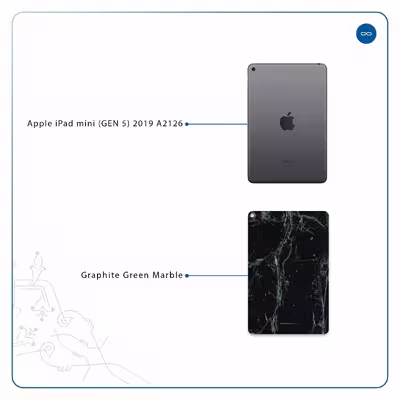 برچسب پوششی ماهوت مدل Graphite-Green-Marble مناسب برای تبلت اپل iPad mini (GEN 5) 2019 A2126