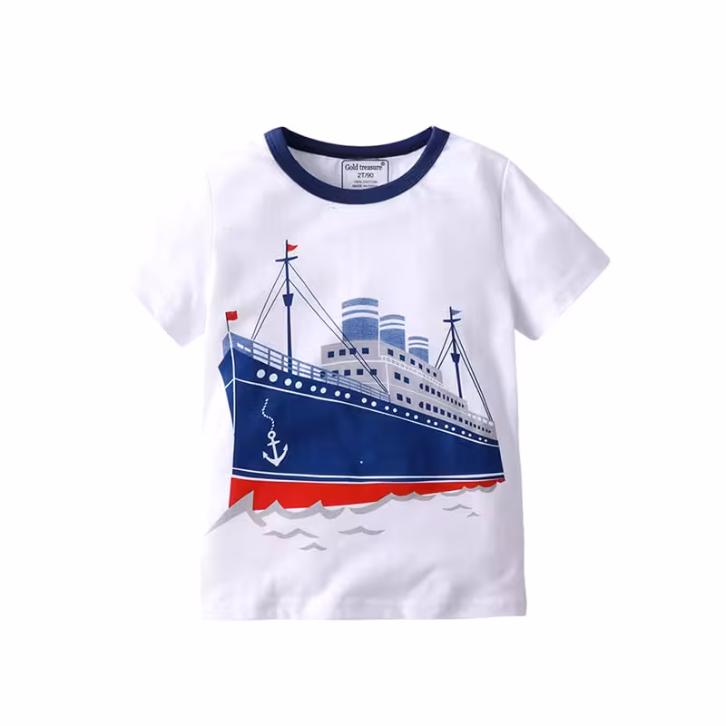 تیشرت آستین کوتاه بچگانه طرح کشتی