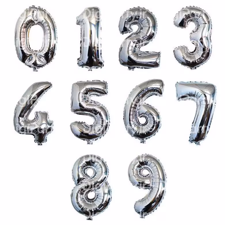 بادکنک فویلی عدد نقره ای خارجی