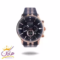 پک ساعت مچی مردانه کرست استیل مشکی رزگلد 9025/5