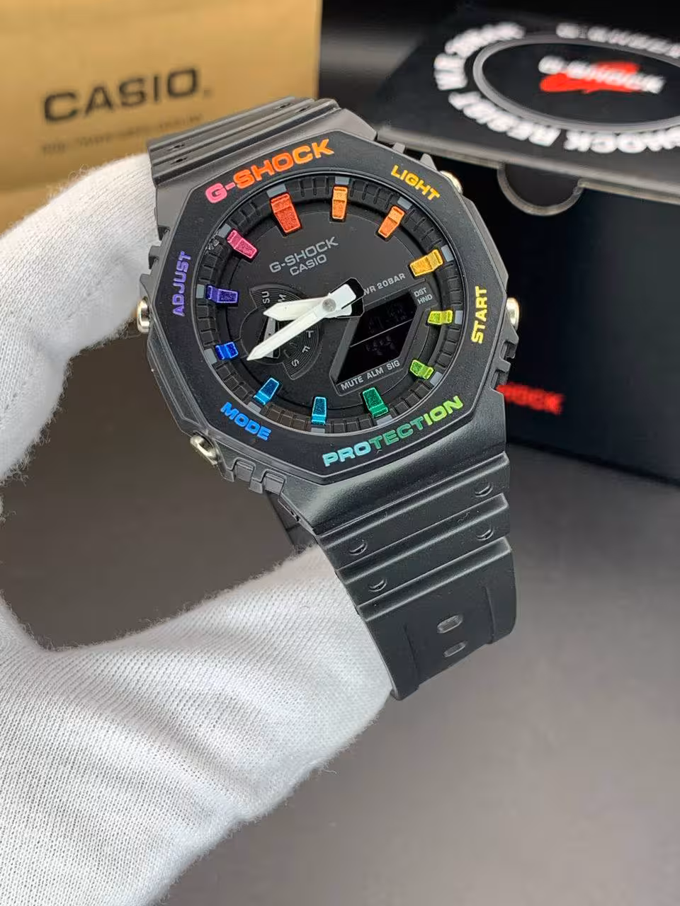 ساعت مچی کاسیو جیشاک مدل GA-2100 صفحه مشکی رنگی دور مشکی بند مشکی