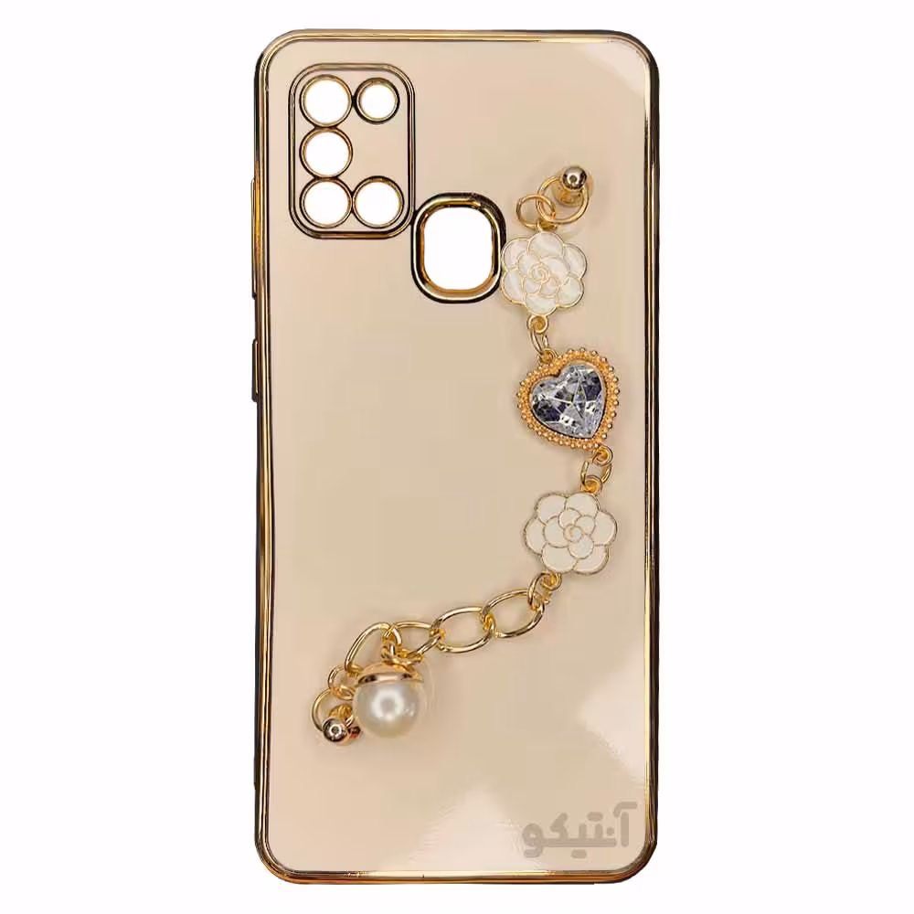 قاب My Case همراه با دستبند زنجیری مناسب برای Samsung A21s-کرمی