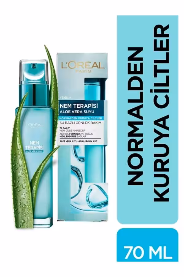 ژل آبرسان قوی لورال مدل hydra Genius مخصوص پوستهای نرمال تا مختلط حاوی آلوئه‌ورا حجم 70 میل ساخت فرانسه