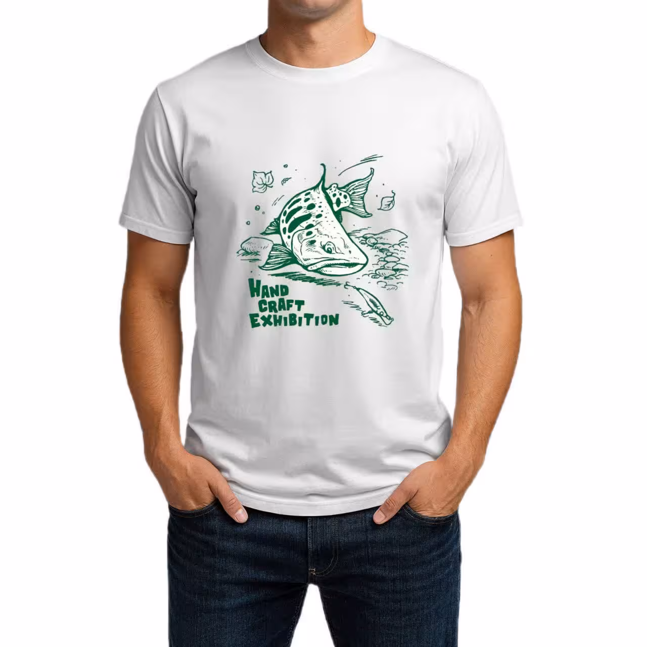 تیشرت نخی سفید طرح Handcraft Exhibition