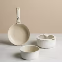 سرویس قابلمه 5 پارچه القایی کاراجا سوئیس کریستال ایزی کلیپ کرم Swiss Crystal Almond Cream Easy Clip