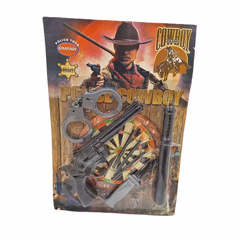 دستبند پلیس کابوی هفت تیر طلایی 32