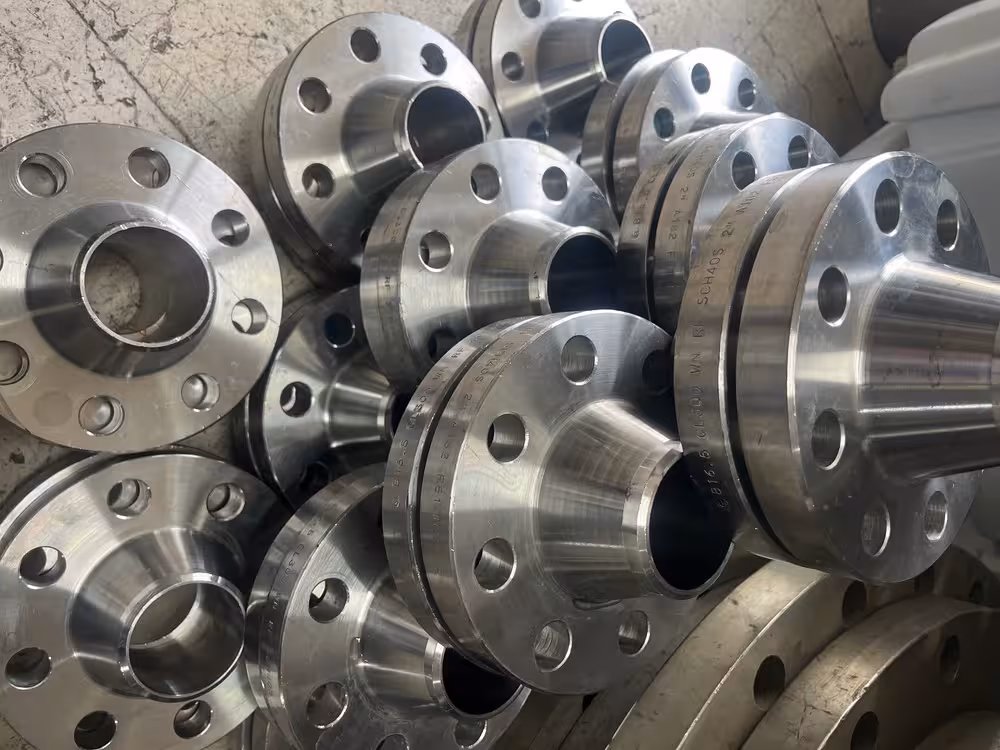 فلنج گلودار 2 اینچ دابلکس استنلس استیل ریس فیس رده 40 کلاس 300  B16.5 از جنس  A SA182/F51