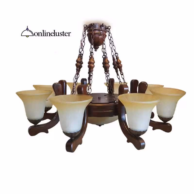 لوستر چوبی رومینا 8 شعله