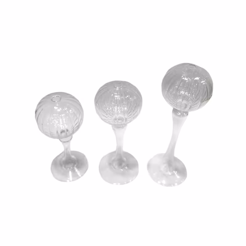 ست پیرکس سه عددی حبابی پایه دار شیاردار