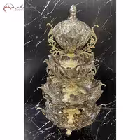 ست پذیرایی چهار تکه کریستالی مدل امگا شامل میوه، شیرینی، آجیل و شکلات خوری