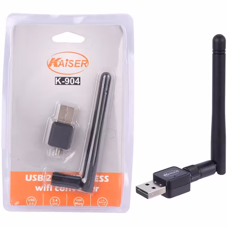 کارت شبکه USB آنتن دار برند KAISER مدل K904